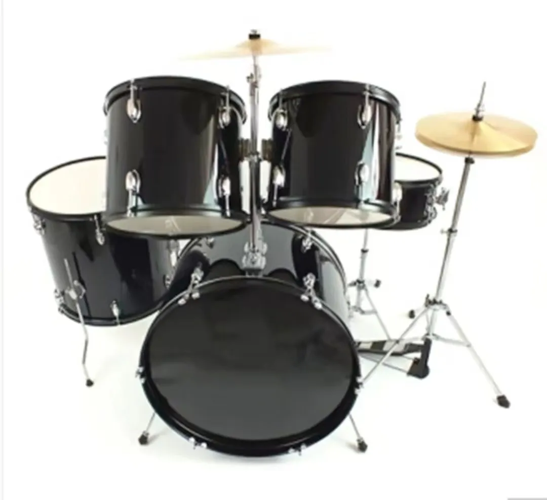 High Quality Drum Kit Musical Instrument Manufacturer Professional 5 Drums Set with Pedal Cymbals Stands Stool and Sticks