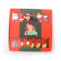 4/6 Stuks Cartoon Kerstcadeau 304 Roestvrij Staal Metalen Bestek 304 Zilverwerk Gouden Lepel Set Box Koffie Lepel Vork