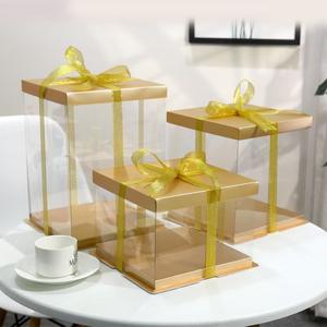 Caja de pastel transparente cuadrada de 4/6/8/10/12/14 pulgadas de marca personalizada, embalaje de cumpleaños elevado con grabado y laminación mate - Product Image 5