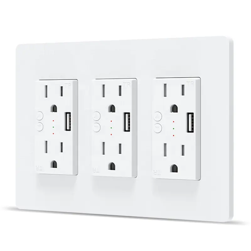 Usb Socket Us WiFi Smart Wall Outlet App Control 2 In Wall Socket With USB Compatible With Alexa And Google Home