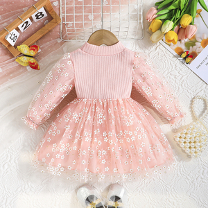 ชุดเดรสตาข่ายปักลายดอกไม้สุดน่ารักสำหรับเด็กผู้หญิง เสื้อผ้าเด็กน่ารักสำหรับงานวันเกิด ลายเจ้าหญิง - Product Image 2
