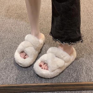 Sandalias de Moda Antideslizantes de Piel de Visón Real para Mujer, para Invierno, Verano, Primavera y Otoño, Pantuflas de Piel de Moda - Product Image 3