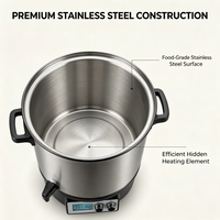 Marmite de cuisson électrique en acier inoxydable 27L 1800W avec contrôle de température par micro-ordinateur, pour confiture, type Dutch, pour usage domestique et VR