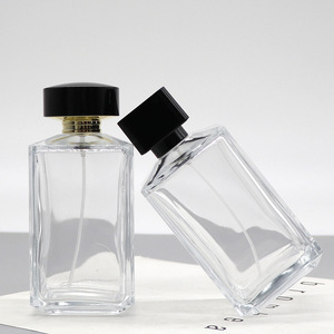 Large Capacity <b>200ml</b> Transparent Square Glass Perfume Dispenser <b>Bottle</b> Crystal White with Snap-On Cap Empty Cosmetic <b>Bottle</b> - Product Image 1