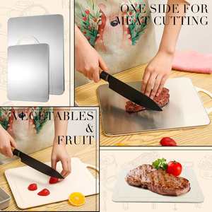 Novison Trend Kitchen Accessories Double Sided Eco-Friendly Rectangle <b>Plastic</b> Titanium Wood Thick 304 Stainless Chopping <b>Block</b> - Product Image 2