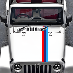 สติกเกอร์ติดรถแข่งลายทาง3สีฝากระโปรงรถและหลังคารถไวนิลกราฟิกสไตล์สปอร์ตพร้อมโลโก้ออกแบบได้ตามต้องการจากโรงงาน - Product Image 2