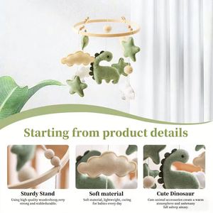 Móvil de Cuna Minimalista Estilo Instagram con Dinosaurios y Nubes, Juguete Colgante Giratorio para Bebés, Ayuda para Dormir - Product Image 2