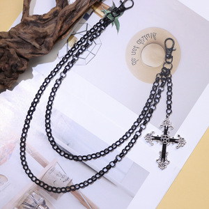 Cross Pendant Double Layer <b>Trouser</b> <b>Chain</b> Zinc Alloy Unisex Hip Hop Waist <b>Chain</b> Daily Wear - Product Image 3