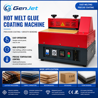 Machine de revêtement automatique de colle thermofusible haute température de paillasse avec étalonneur d'adhésif de précision, contrôle PID et minuterie pour film de boîtier et bande transporteuse