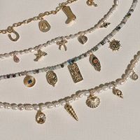 Collection Summer Beach Party Bijoux Série Océan Plage Mer Escargot Conque Pendentif Perle Collier pour Femmes