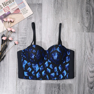 2026 Meilleure qualité, prix compétitif, <span class=keywords><strong>haut</strong></span> court <span class=keywords><strong>noir</strong></span> à paillettes pour femme avec bretelles spaghetti, vente en gros, personnalisable - Product Image 4