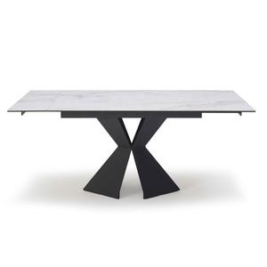 <span class=keywords><strong>Table</strong></span> de salle à manger à design Compact en céramique, mécanisme d'extension intégré avec cadre noir - Product Image 1