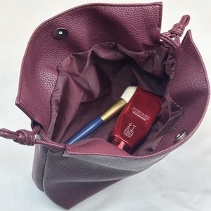 Custom Logo PU Leather Makeup <strong>Bag</strong> Water Resistant Cosmetic Pouch Burgundy Red Travel Organizer <strong>Toiletry</strong> <strong>Drawstring</strong> <strong>Bag</strong> - Product Image 2