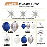 Nouvelles tendances élégant bleu et argent joyeux anniversaire ballons pour événement décorations de fête de remise des diplômes ballon guirlande arc Kit