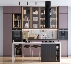 Fabrication sur mesure de cuisine modulaire de haute qualité, îlot central, table en contreplaqué, gabinetes de cocina, armoires de cuisine modernes - Product Image 1