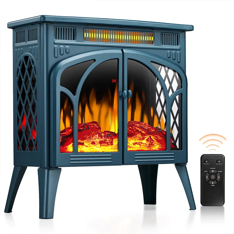 High Stability Remote Control Steel Structure Over Heating Protection Electric Fireplace Stove Heater