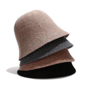 Chapeau Bob en Laine pour Femme, Chapeau de Pêcheur en Feutre, Style Décontracté Automne Hiver, Voyage, Kaki, Noir, Gris, Camel, Café - Product Image 1