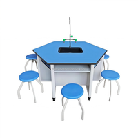 Banc de laboratoire scolaire, table de travail scientifique, mobilier de laboratoire, banc scolaire, table hexagonale