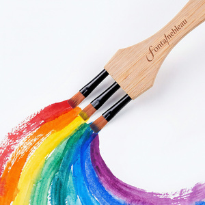 Pinceaux à <span class=keywords><strong>peinture</strong></span> personnalisés, ensemble de pinceaux plats multi-têtes pour <span class=keywords><strong>peinture</strong></span> acrylique, manche en bois synthétique, pinceau aquarelle - Product Image 2