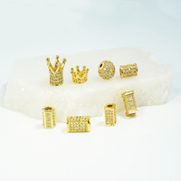 Nouvelles perles en laiton micro-pavées de zircone cubique plaqué or 18 carats pour la fabrication de bijoux et bracelets