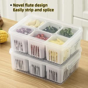 Boîte de rangement pour légumes et fruits, amovible, pour oignon, gingembre, ail, rectangulaire, avec drain, en plastique moulé par injection, pour la cuisine - Product Image 3