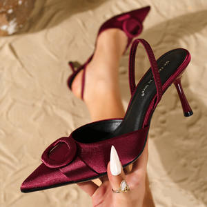 <span class=keywords><strong>Sandalias</strong></span> de Tacón Alto de Moda para Mujer, Elegantes, de Satén, con Punta en Pico, Tacón Delgado, Cómodas, para Verano y Otoño - Product Image 3