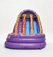 FAN BOUNCE Toboggan aquatique gonflable commercial en PVC pour extérieur, modèle Curvy Lava Falls - 18 pieds