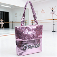 Sac à main en cuir à paillettes brillantes, sac de voyage pour enfants, sac de sport, ensemble de sacs de danse tendance pour filles