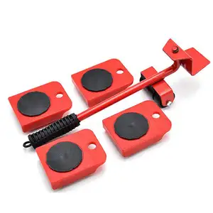 Furniture Mover Tool Set Furniture Transport Lifter Heavy Stuffs Moving Tool 4 Wheeled Mover Roller+1 Wheel Bar Hand Tools Set