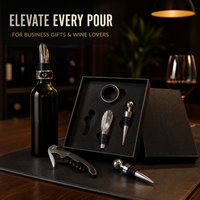 SHUNSTONE Coffret Cadeau Promotionnel d'Accessoires pour le Vin Tire-bouchon Bouchon Verseur Anneau avec Boîte en Carton Ensemble Ouvre-bouteille pour Amateurs de Vin
