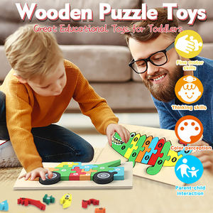 Puzzle 3D in legno personalizzato a forma di dinosauro, gioco da tavolo con animali, fai da te, giocattolo educativo Montessori per bambini. - Product Image 4