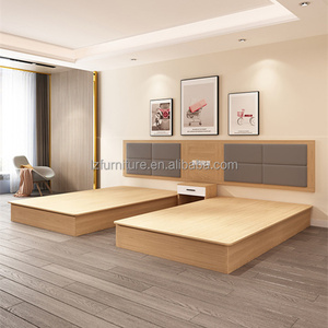 Affordable 3 Star Hotel <b>Bed</b> Modern Bedroom Furniture Sets Durable Wooden <b>Frame</b> Hotel <b>Twin</b> <b>Beds</b> With Headboard & Nightstand - Product Image 4
