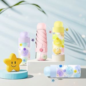 ร่มพับ 5 ตอน แบบมีซี่คู่ พิมพ์ลายดิจิตอล เคลือบสีดำ ป้องกันรังสียูวี พร้อมช่องใส่ของ สำหรับผู้หญิง สาวๆ ของขวัญทางธุรกิจ รับทำโลโก้ OEM - Product Image 1