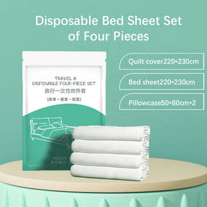 <span class=keywords><strong>ชุด</strong></span>ผ้าปูเตียงแบบใช้แล้วทิ้งผ้านอนวูฟเวน4ชิ้นสำหรับการเดินทางโรงแรม - Product Image 1
