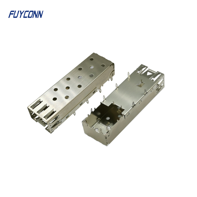 Press-Fit Termination 1-by-1 SFP Cage Without Light, SFP Cage Series 1x1 Dual 1 Port PCB Straight SFP Cage Connector