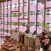 Lanterne décorative de Restaurant japonais coréen chinois lanternes de fleur de prunier de tissu de soie pliable imperméable