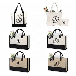 Wholesale custom jute canvas tote bag large capacity tote gift eco-friendly computer canvas bag