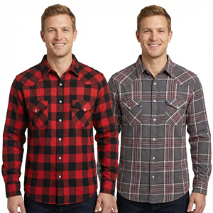 NOUVEAU Chemises en flanelle pour hommes à manches longues, style western cowboy vintage décontracté, couleurs assorties, tailles US/EU, liquidation de stock - Product Image 1