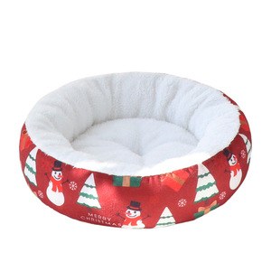 Cama Redonda Navideña para Mascotas, Cálida, Gruesa y Suave para Perros y Gatos, para la Comodidad Invernal - Product Image 2