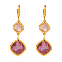 Boucles d'oreilles pendantes élégantes pour femmes en acier inoxydable plaqué or PVD 18 carats, bijoux de luxe pour soirée avec verre tchèque, accessoire de mode