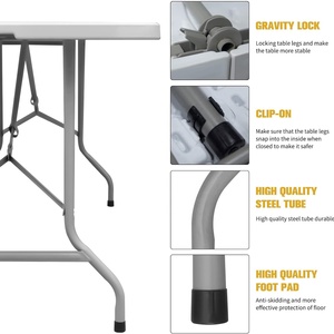 Heavy Duty 6ft <b>Folding</b> <b>Table</b> Rectangular Portable <b>Folding</b> <b>Table</b> with Metal Steel Frame for Outdoor Event Party Wholesale - Product Image 4