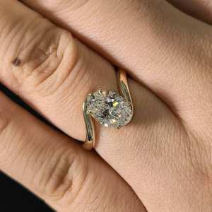 맞춤형 2캐럿 VS1 VS2 오벌컷 IGI 인증 합성 다이아몬드 반지 9k 10k 14k 금 실험실 재배 다이아몬드 반지 - Product Image 5