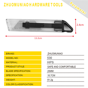 Cuchillo de Bolsillo Retráctil Automático de Plástico Transparente, Cuchilla para Abrir Cajas con Resorte, Cuchillo Multiusos para Papelería - Product Image 2