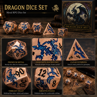 Vente en gros de dés métalliques D&D avec motif de dragon bleu, dés métalliques D&D pour Dungeons and Dragons, dés polyédriques personnalisés pour jeux de rôle