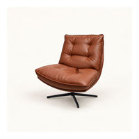 Fauteuil de salon moderne de luxe rembourré, fauteuil pivotant d'appoint, fauteuil de lecture en similicuir à siège unique pour salon, hôtel