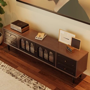 Mueble de TV de madera maciza Weihang, estilo vintage, mueble de TV con almacenamiento, para sala de estar, uso doméstico - Product Image 1