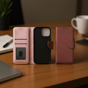 Funda de cuero para teléfono con tarjetero para iPhone, diseño de cubierta abatible con soporte, varios colores - Product Image 3
