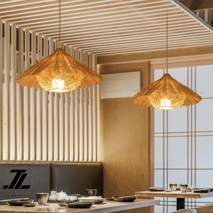 โคมไฟระย้าหวายสไตล์เอเชียตะวันออกเฉียงใต้ทรงสี่เหลี่ยม E27 LED สำหรับห้องนั่งเล่นและห้องรับประทานอาหาร - Product Image 5