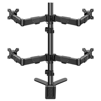 Nouveau support d'écran quadruple robuste HILLPORT pour 4 écrans de 32 pouces, en métal noir, inclinaison à 45°, pour usage professionnel, surveillance en salle de contrôle