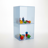 Vitrine de rangement en acrylique givré bleu clair à façade ouverte, en plexiglas bleu